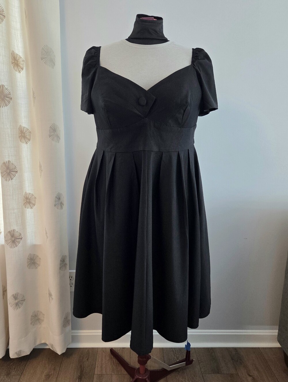 Unique Vintage Plus Size Black Sweetheart Midge Swing Dress 3x